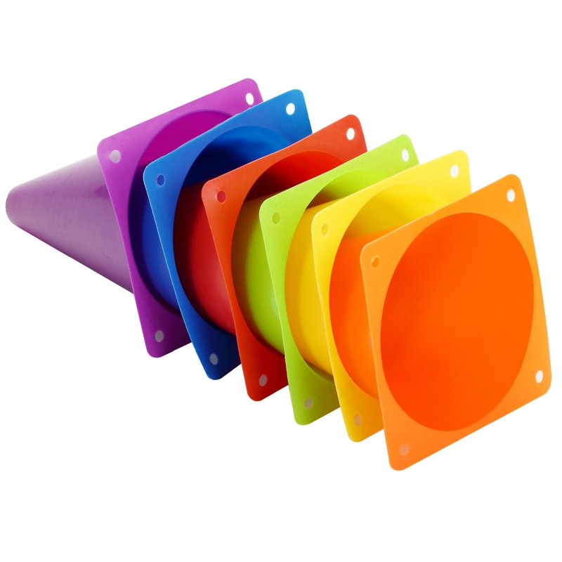 Plastic Traffic Cones Set for Sports & Safety Training - 7 Inch, 24 Pack, 6 Colors