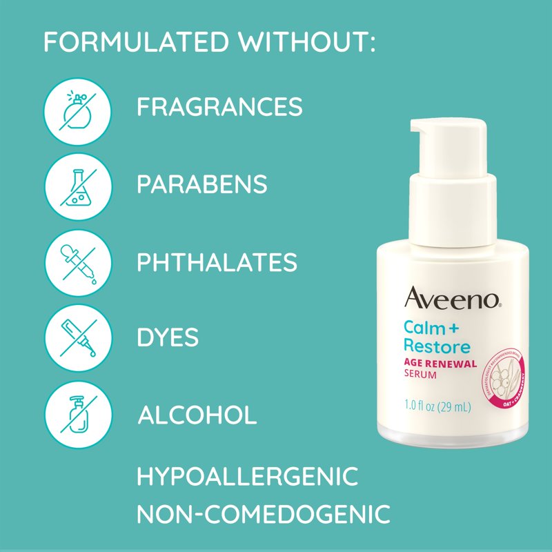 Aveeno Calm + Restore Age Renewal Face Serum with Cranberry Extract, 1 fl oz