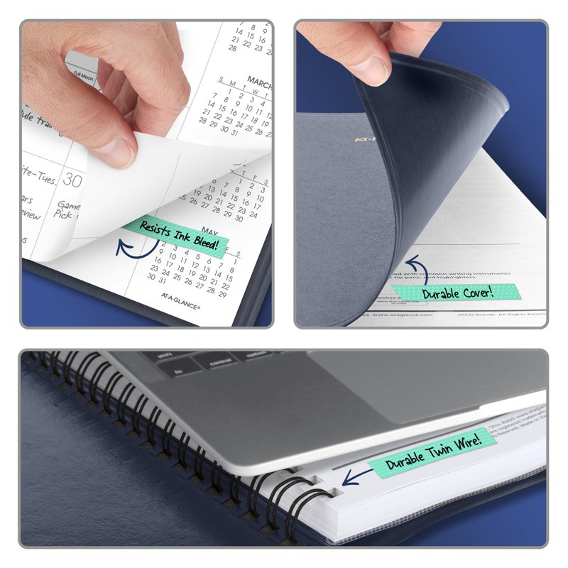 Large Navy 15-Month Monthly Planner 9x11 - Office Organizer