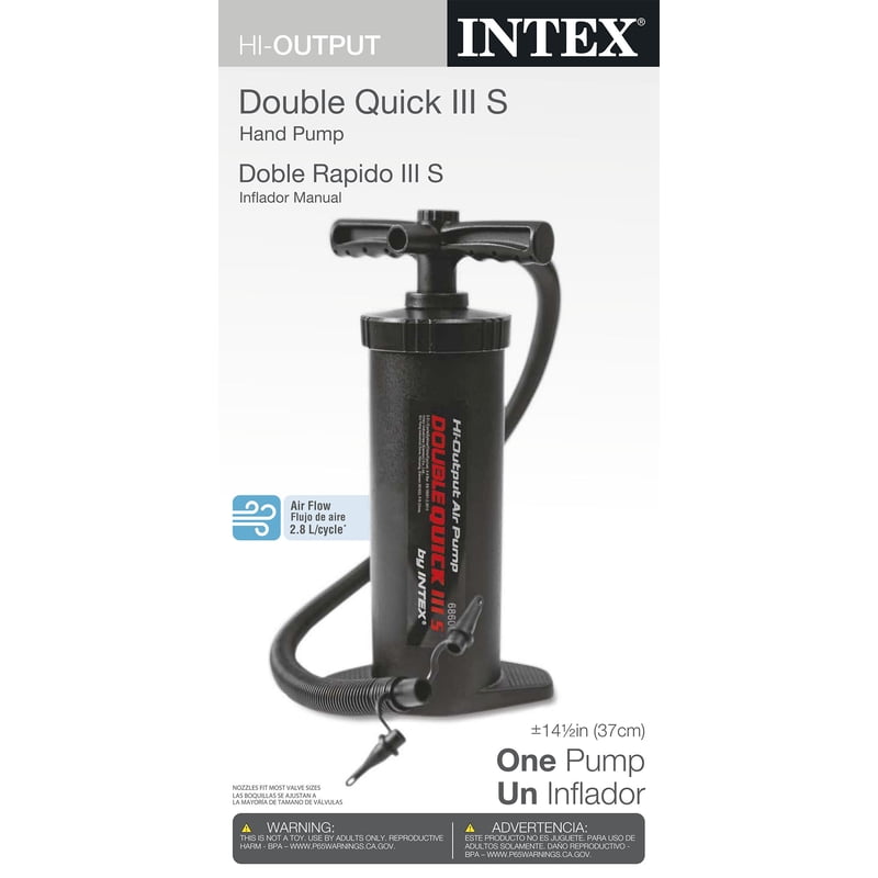 Intex Double Quick III S Hand Air Pump for Inflatables – Fast, Double-Action Inflator & Deflator