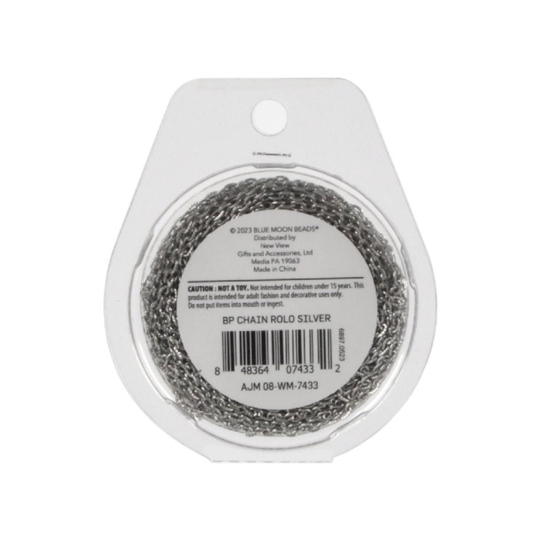 Iron Rolo Chain Spool for DIY Jewelry Making 10 Yards - Silver Rhodium Plated