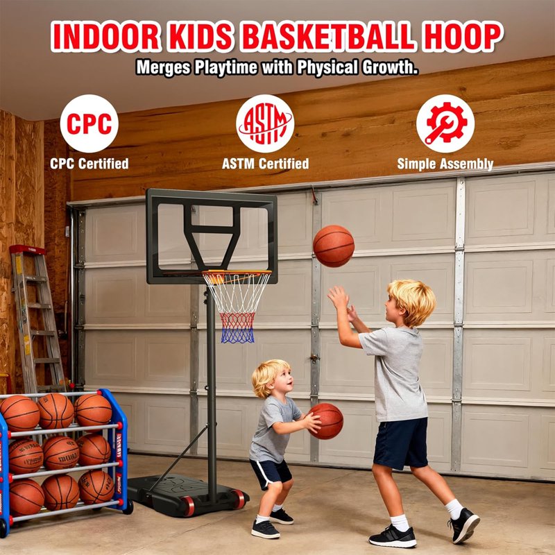 Portable Basketball Hoop 29 Inch Adjustable Height Outdoor Indoor Kids Teens