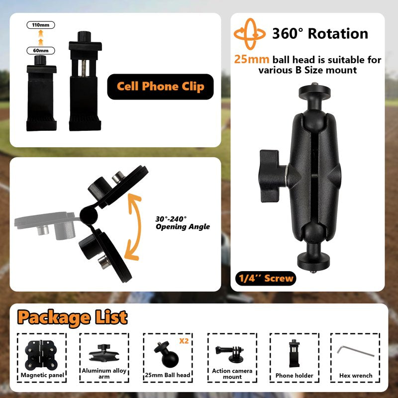 Magnetic Fence Mount for Action Cameras and GoPro - Adjustable, Heavy-Duty, Versatile Video Mount