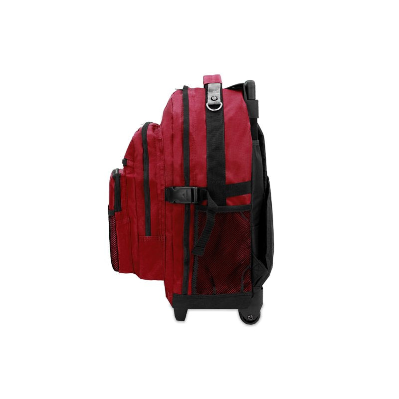 21-Inch Deluxe Wheeled Travel Backpack - Burgundy Unisex School & Sports Bag