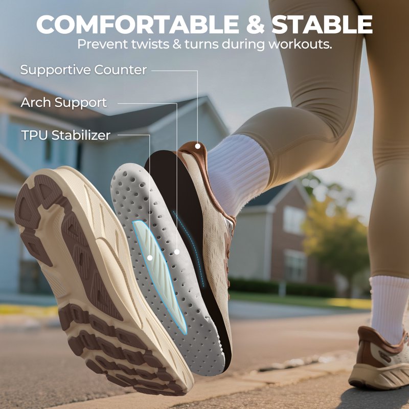 Women's Slip-On Walking Shoes - Supportive Non-Slip Breathable Sneakers
