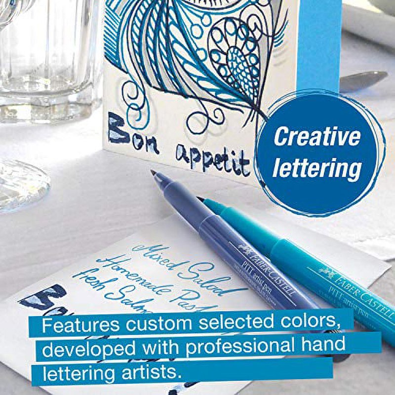 Faber-Castell Pitt Artist Pen Lettering Set Blue for Calligraphy & Art