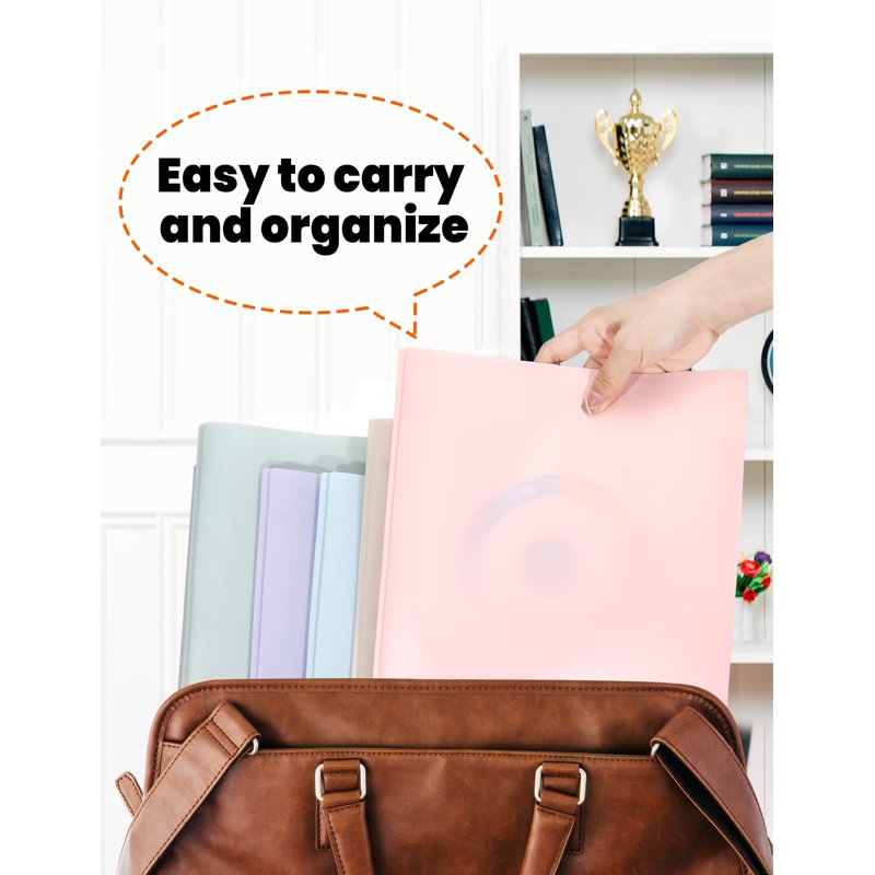 Heavy Duty Plastic Folder with Pockets & Business Card Slot - 6 Assorted Pastel Colors