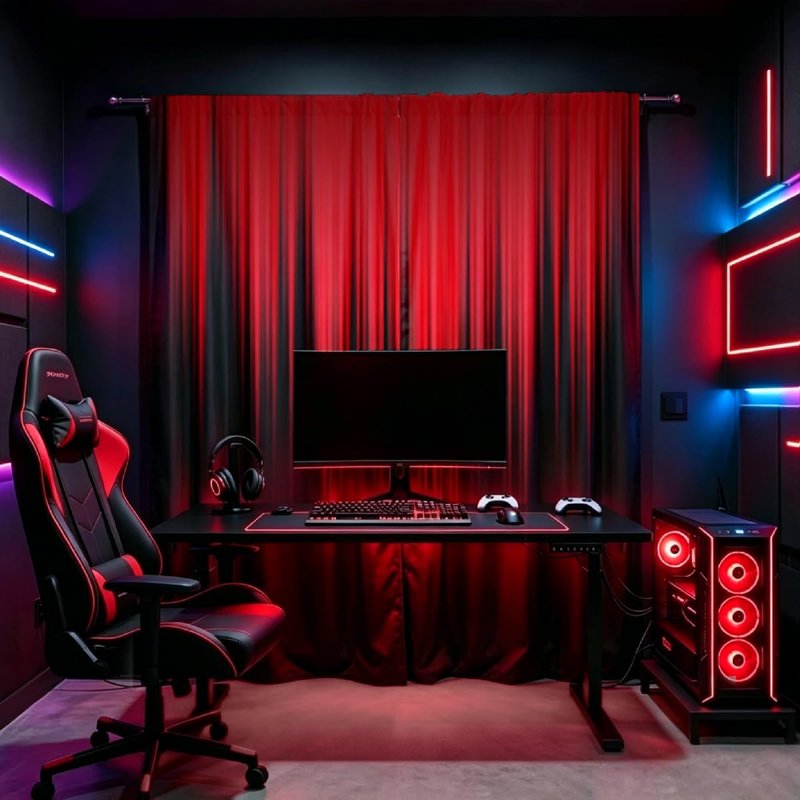 Gothic Dark Anime Ombre Curtains - 52x84 Inch Window Drapes for Gaming Bedrooms