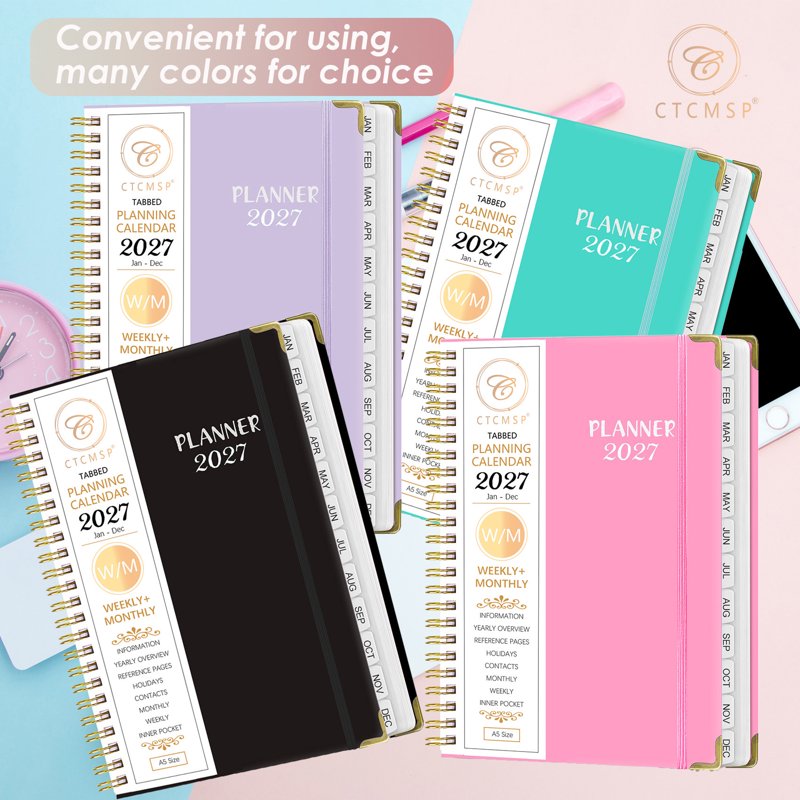 2027 Weekly Monthly Planner Calendar Notebook 6.3x8.5 Inches Hardcover Schedule