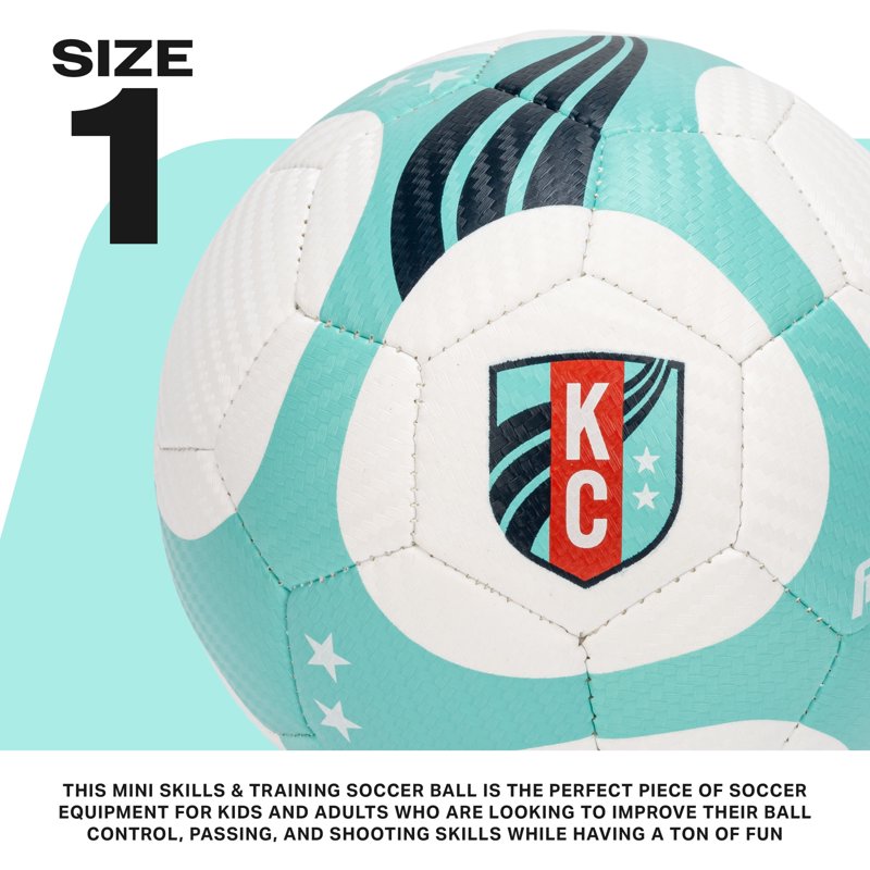 Kansas City Current Mini Size 1 Soccer Ball with Air Pump Included - Franklin Sports NWSL Training Ball