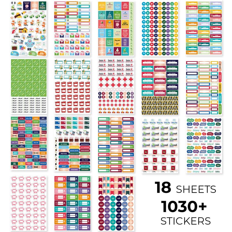 Budget Planner Sticker Set - 1030+ Financial Stickers for Monthly and Weekly Budgeting