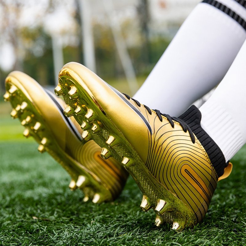 Men's Soccer Cleats High-Top Unisex Football Boots with Golden Soles – Outdoor & Indoor Release (Variation 5, Gold)