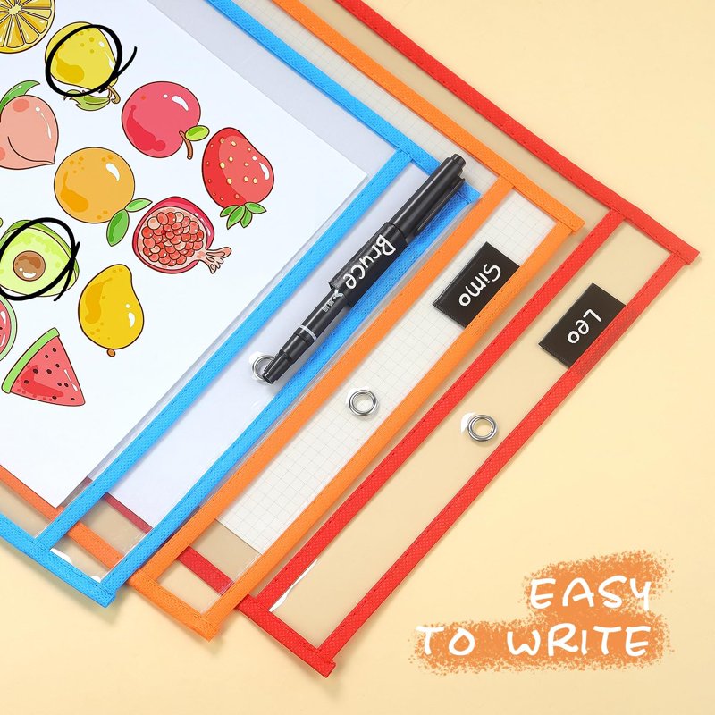 10 Pack Reusable Dry Erase Sleeves 10x14 Inch Clear Plastic Ticket Holders
