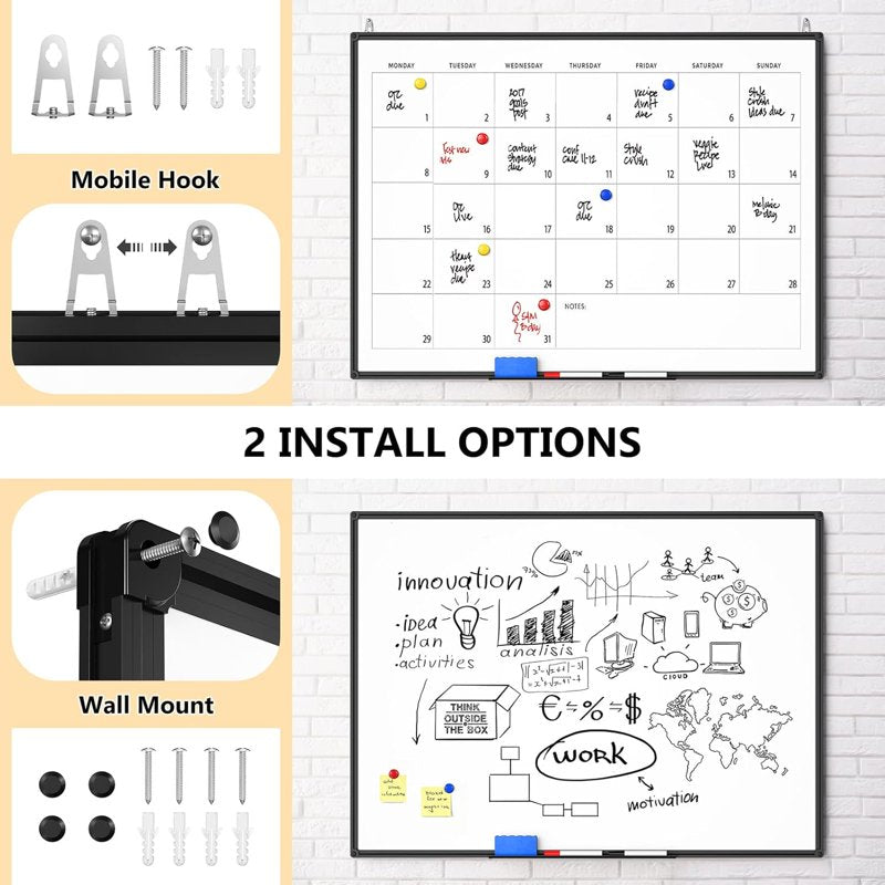 46x33 Inch Magnetic Dry Erase Whiteboard with Aluminum Frame for Home Office School