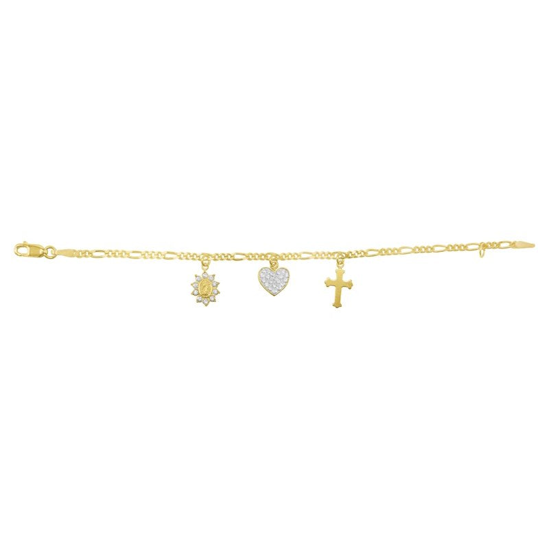 Children's 14K Gold Plated Sterling Silver Charms Bracelet with Crystals