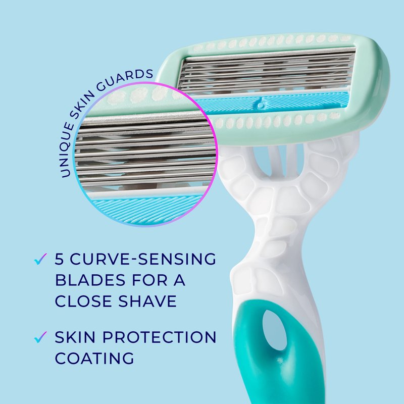 Women's Disposable Razor with 5 Blades & Hydrating Serum - Sensitive Skin