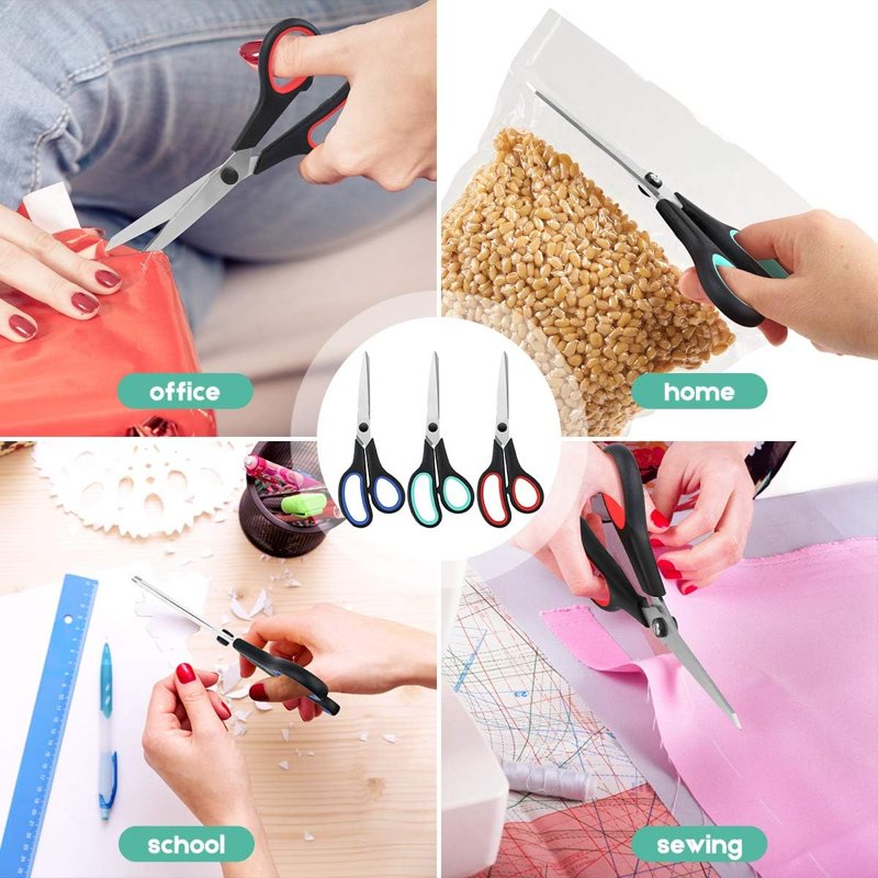 Heavy Duty 8-Inch Craft & Office Scissors Set - Ultra Sharp Blades & Comfort Handles