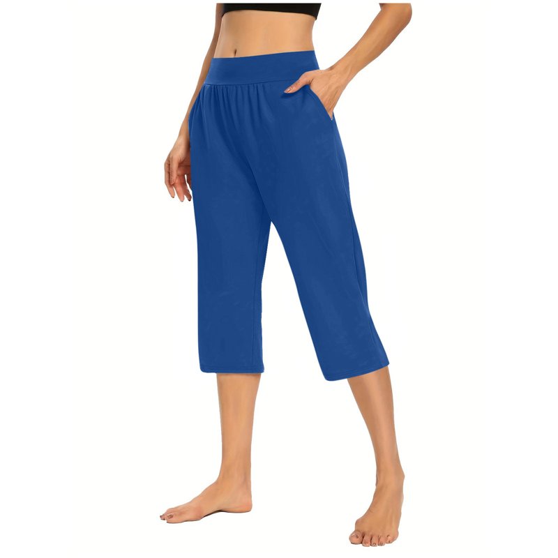 Women’s High Waist Athletic Capri Pants with Pockets - Stretchy Workout Crops