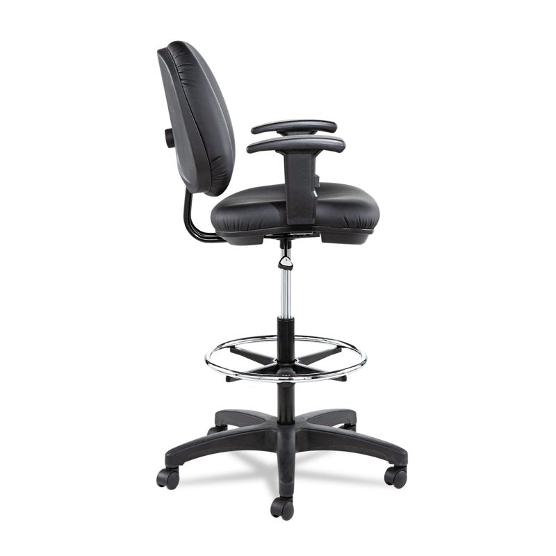 Adjustable Swivel Task Stool with Faux Leather Seat & Casters