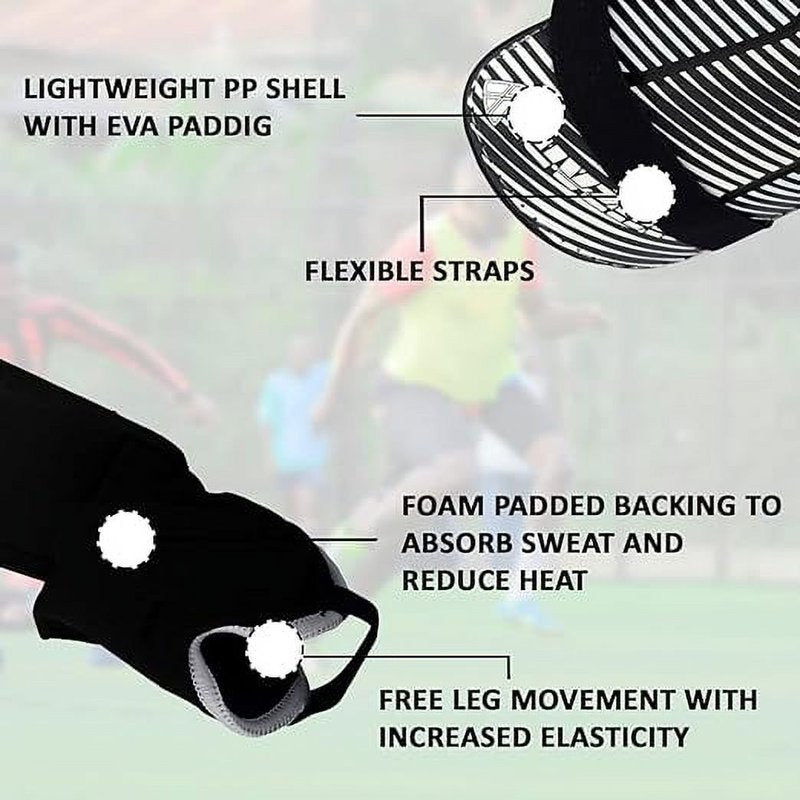 Vizari Matera Kids, Youth & Adults Shin Guards with Ankle Protection - XS Black/White