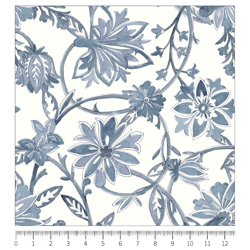 Precut 2-Yard Cotton Duck Fabric with Jacobean Floral Print for Home Decor & Sewing