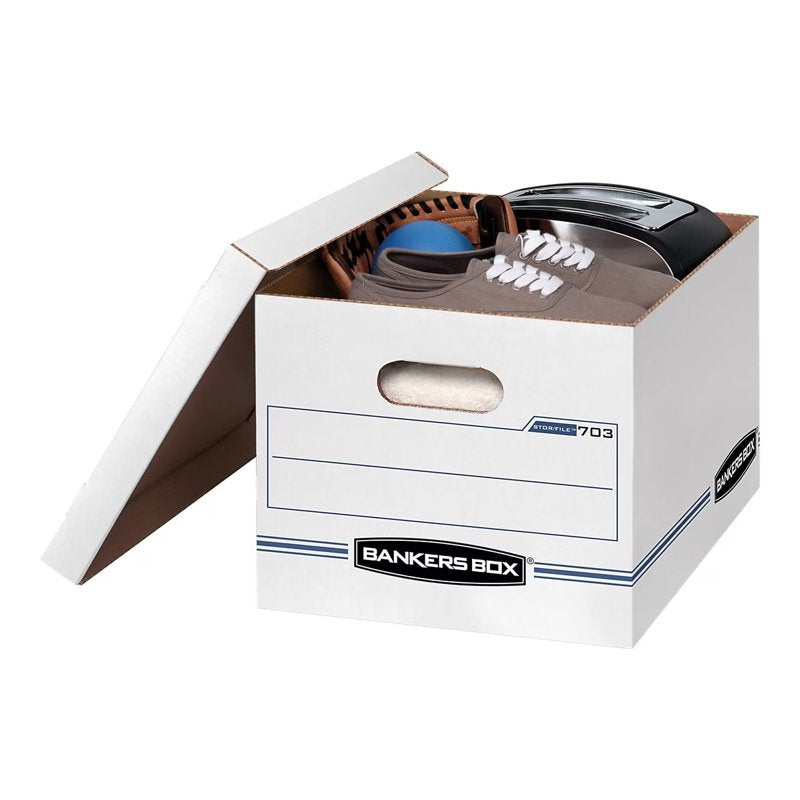 4 Pack Letter and Legal Size Storage Boxes with Lift-Off Lid - White and Blue