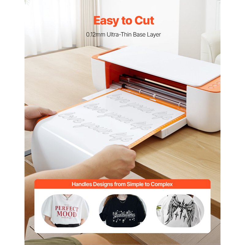 Heat Transfer Vinyl Roll 12x50in Glossy White for T-Shirts & Crafts