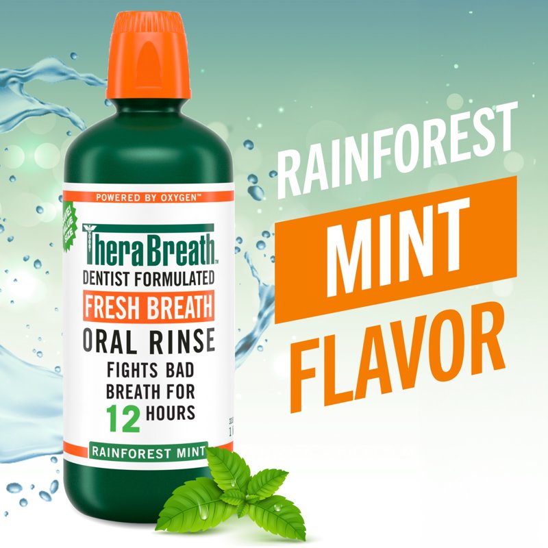 Alcohol-Free Breath Freshener Mouthwash Rainforest Mint 16oz 2 Pack