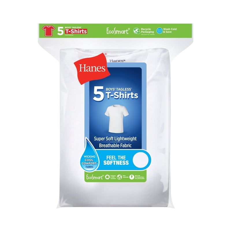 Hanes Boys' EcoSmart Crew Undershirt Pack - Breathable Tagless Cotton Blend