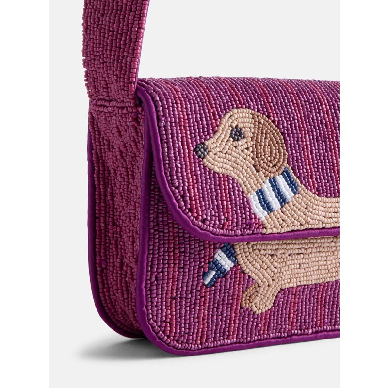 Women's Beaded Dachshund Shoulder Bag - Playful Trendy Handbag