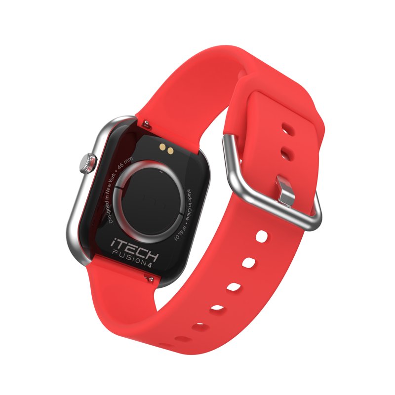 Unisex Rectangular Smart Watch with Interchangeable Silicone Strap - Fitness & Health Tracking