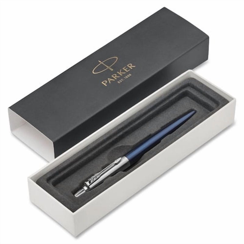 Refillable Blue Ballpoint Pen - Medium Point Stainless Steel Barrel