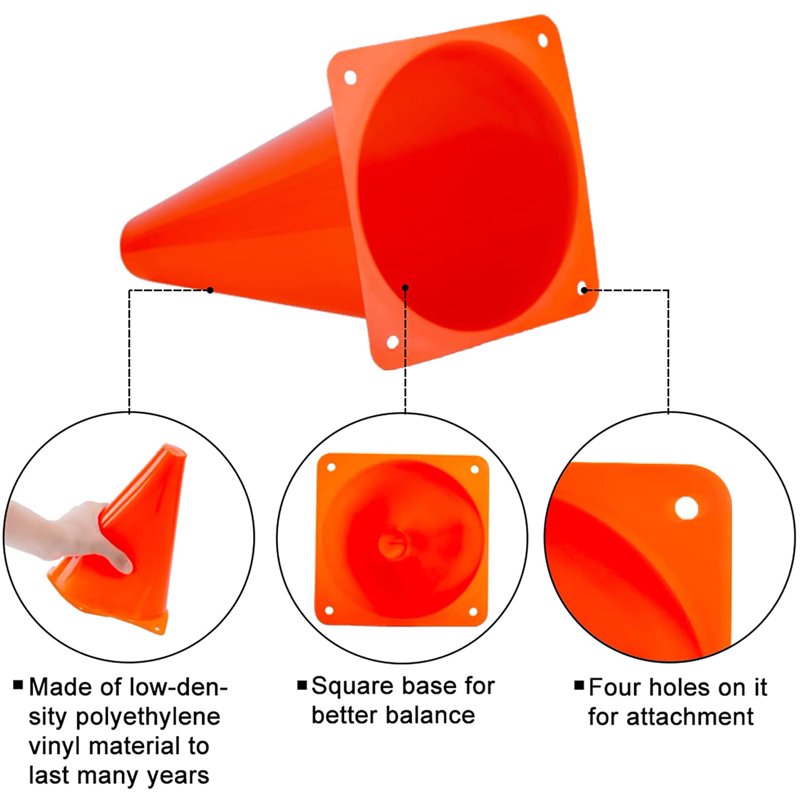 Soccer Training Cones 12-Piece Set 7 Inch Plastic Field Markers for Indoor Outdoor Practice