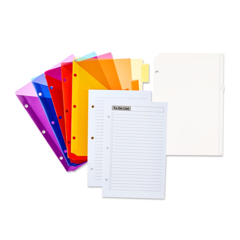 Mini Binder Accessory Set with Zipper Pouch, Dividers & Note Sheets