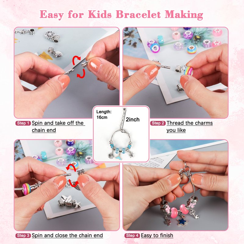 Kids Jewelry Making Kit with Charms and Chains - DIY Bracelets & Necklaces Set for Girls Ages 6-12