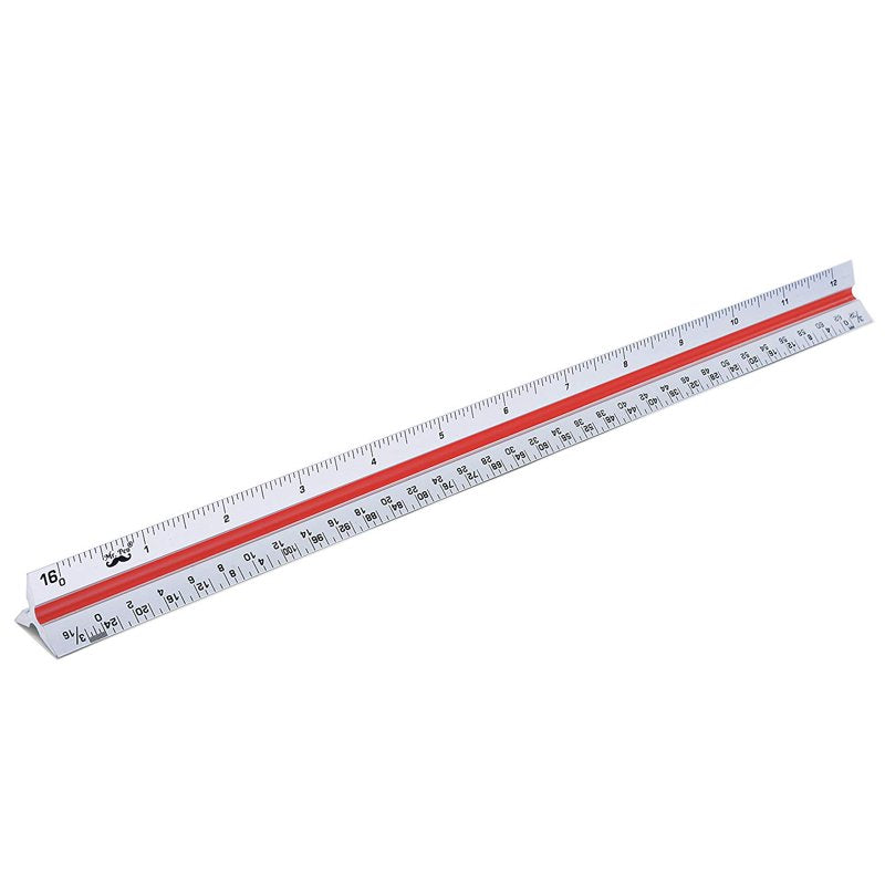 12-Inch Aluminum Architectural Scale Ruler for Drawing & Measuring