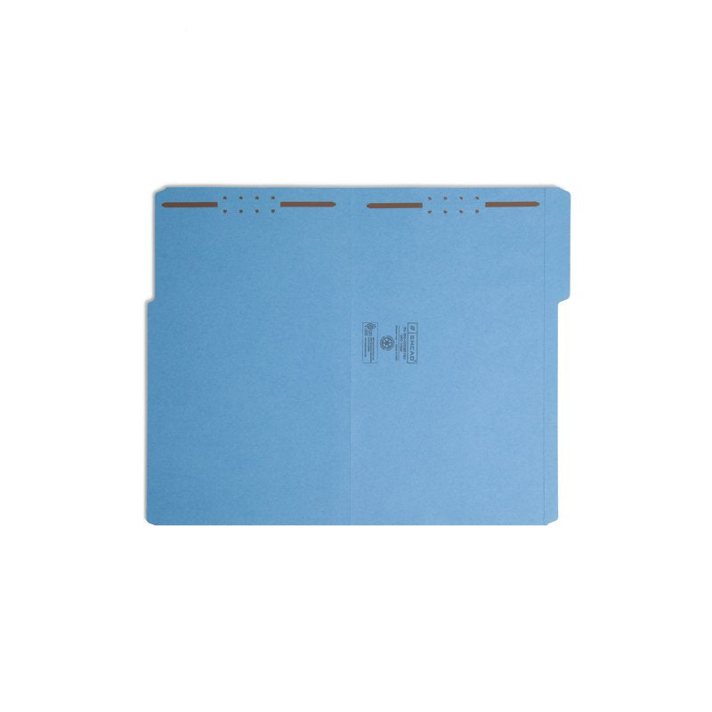 Reinforced Tab File Folders with Fasteners - Blue, Legal Size, 50 Pack