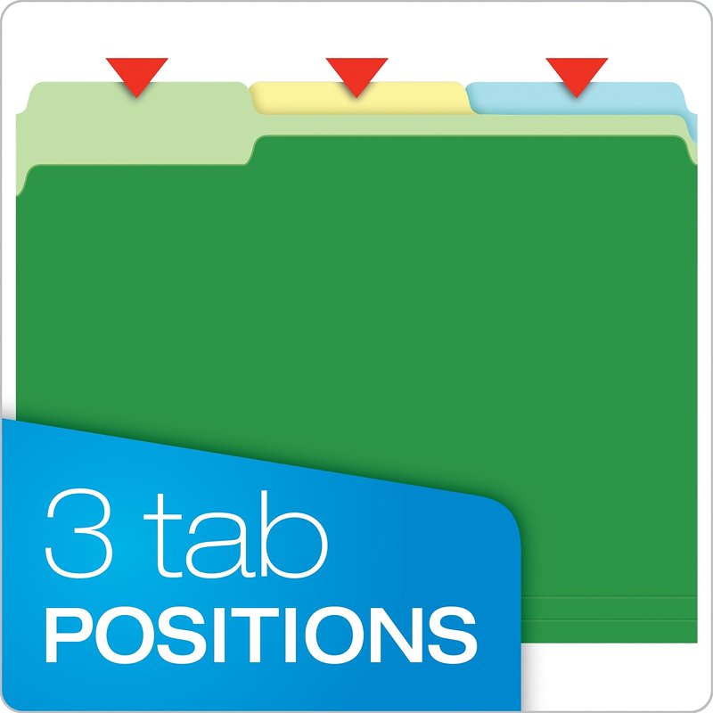 Assorted Letter Size Double Capacity File Folders with Tabs - 50 Pack