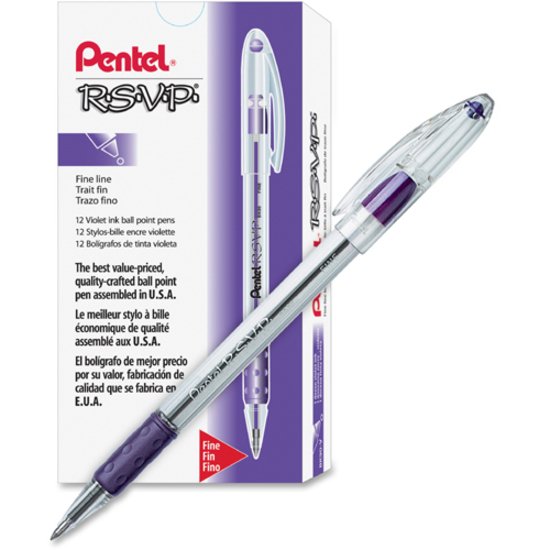 Ballpoint Pen Set - 0.7mm Translucent Barrel, Violet Ink, Pack of 1 or 2