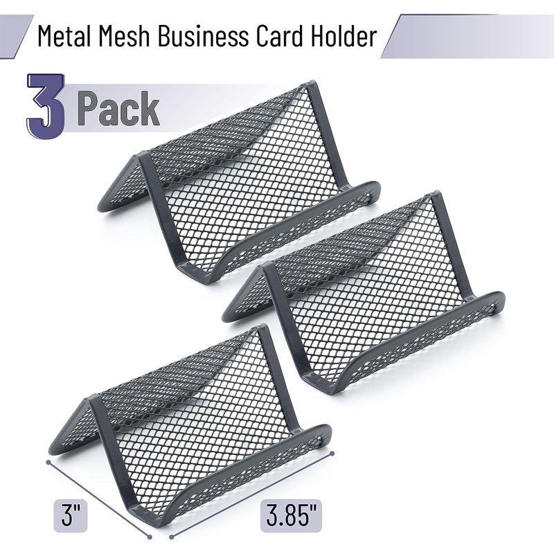 Metal Mesh Business Card Holders Set of 3 Desk Organizer
