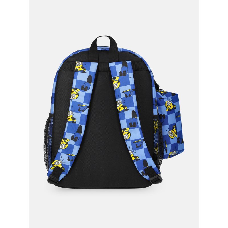 Unisex 17-Inch Allover-Printed Minions Backpack with Pencil Pouch - Blue