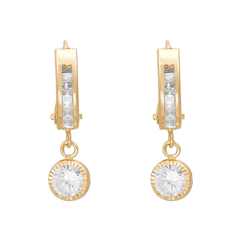 Gold Huggie Hoop Earrings with Cubic Zirconia - Multiple Styles