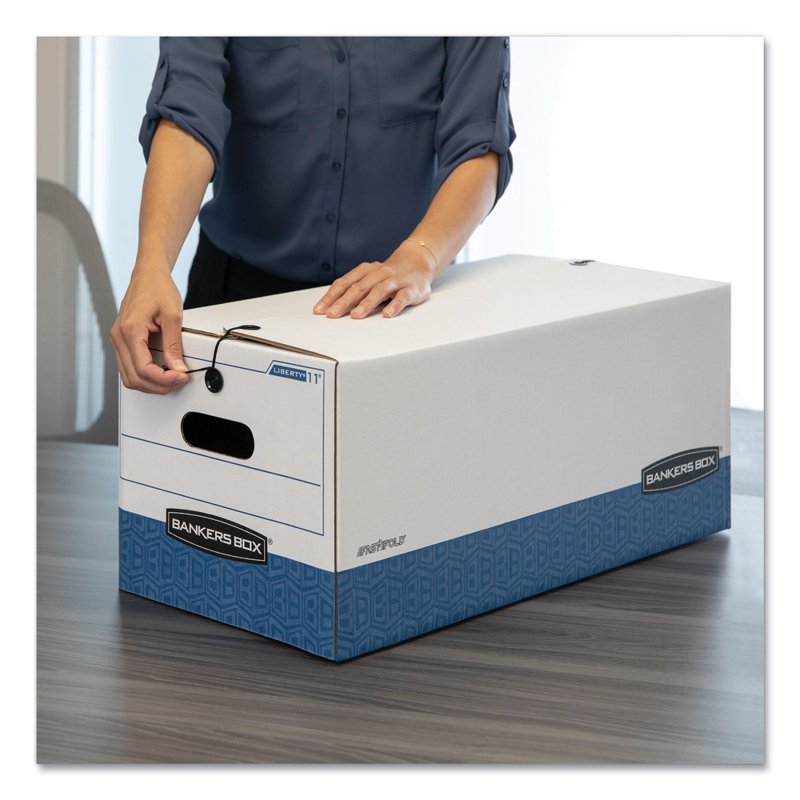 Medium-Duty Storage File Boxes - 12.25 x 16 x 11 Inches, White/Blue, 4 Pack
