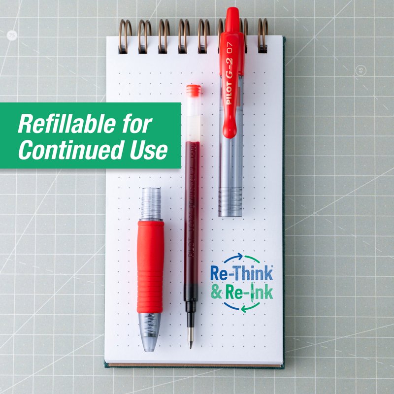 Premium Retractable Gel Pen - Fine Point Red Ink, Pack of 5