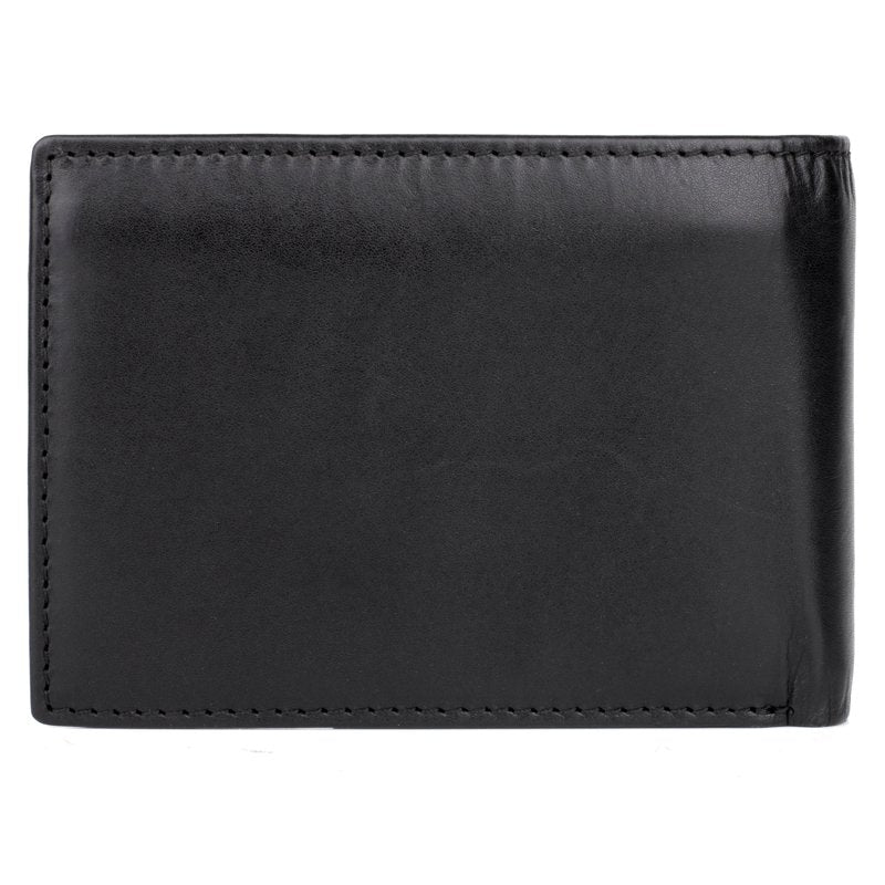 Men's Leather Regatta Convertible Billfold Wallet with Zip Coin Pocket - Black