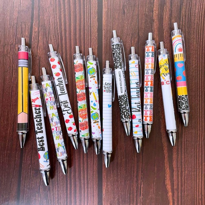 Cute Teacher Pens Set - Inspirational & Funny School Supplies, 12 Pack