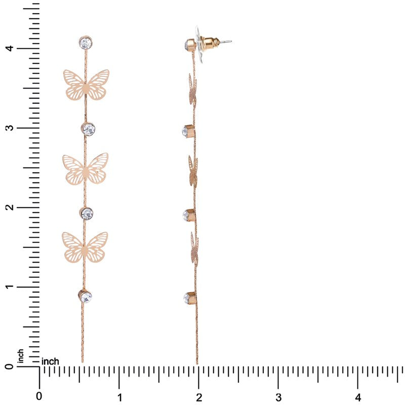 Jessica Simpson Women's Butterfly Drop Earrings - Gold-Tone with Rhinestones
