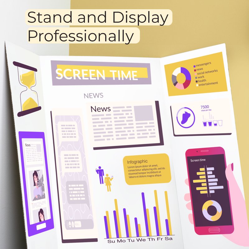 White Tri-Fold Presentation Board 28x40 Inches - 30 Pack