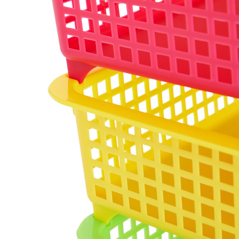 Rainbow Classroom Paper Organizer Trays Set of 6 - Plastic Desk Baskets