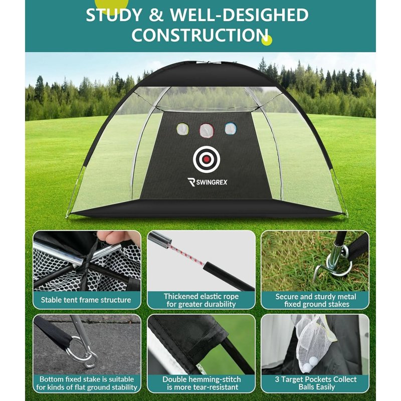 Golf Practice Net with Mat & Target - 10x7ft Backyard Driving & Chipping Aid